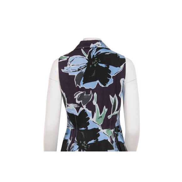 Carolina Herrera Womens Floral Collared Button Down Midi Dress US 14 Purple Blue - Picture 9 of 13